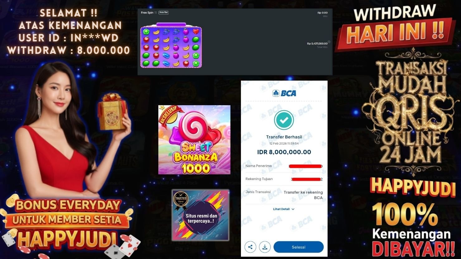 HAPPYJUDI JACKPOT SLOT SWEET BONANZA 1000